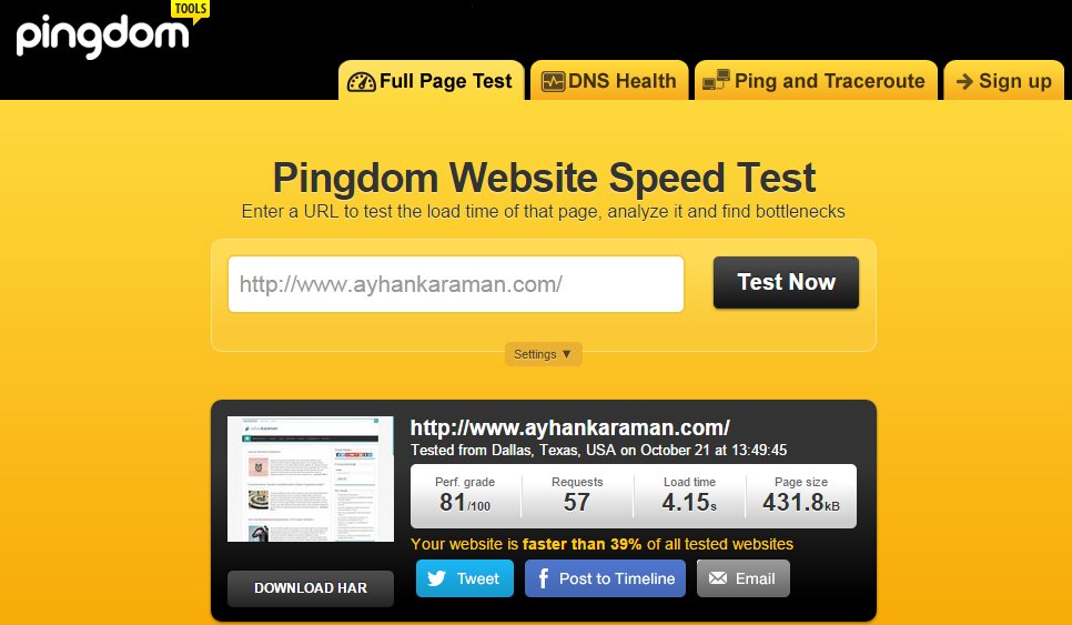 pingdom-site-hizi-testi