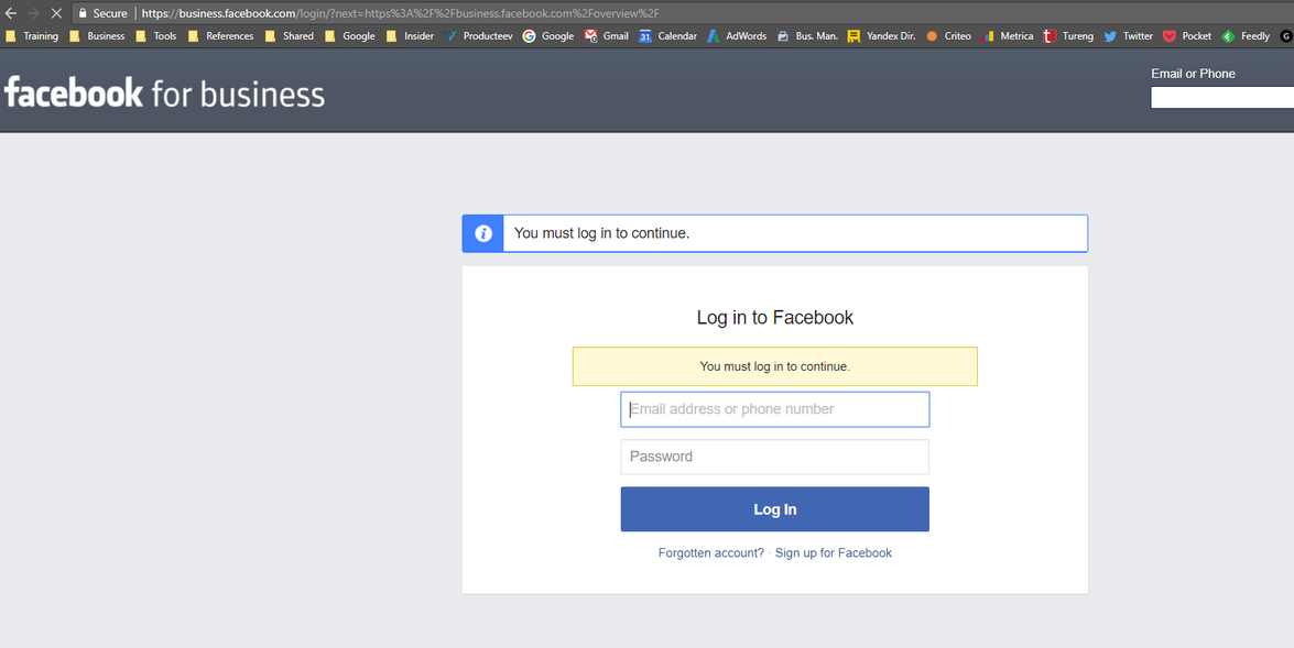 fb-2 business manager login