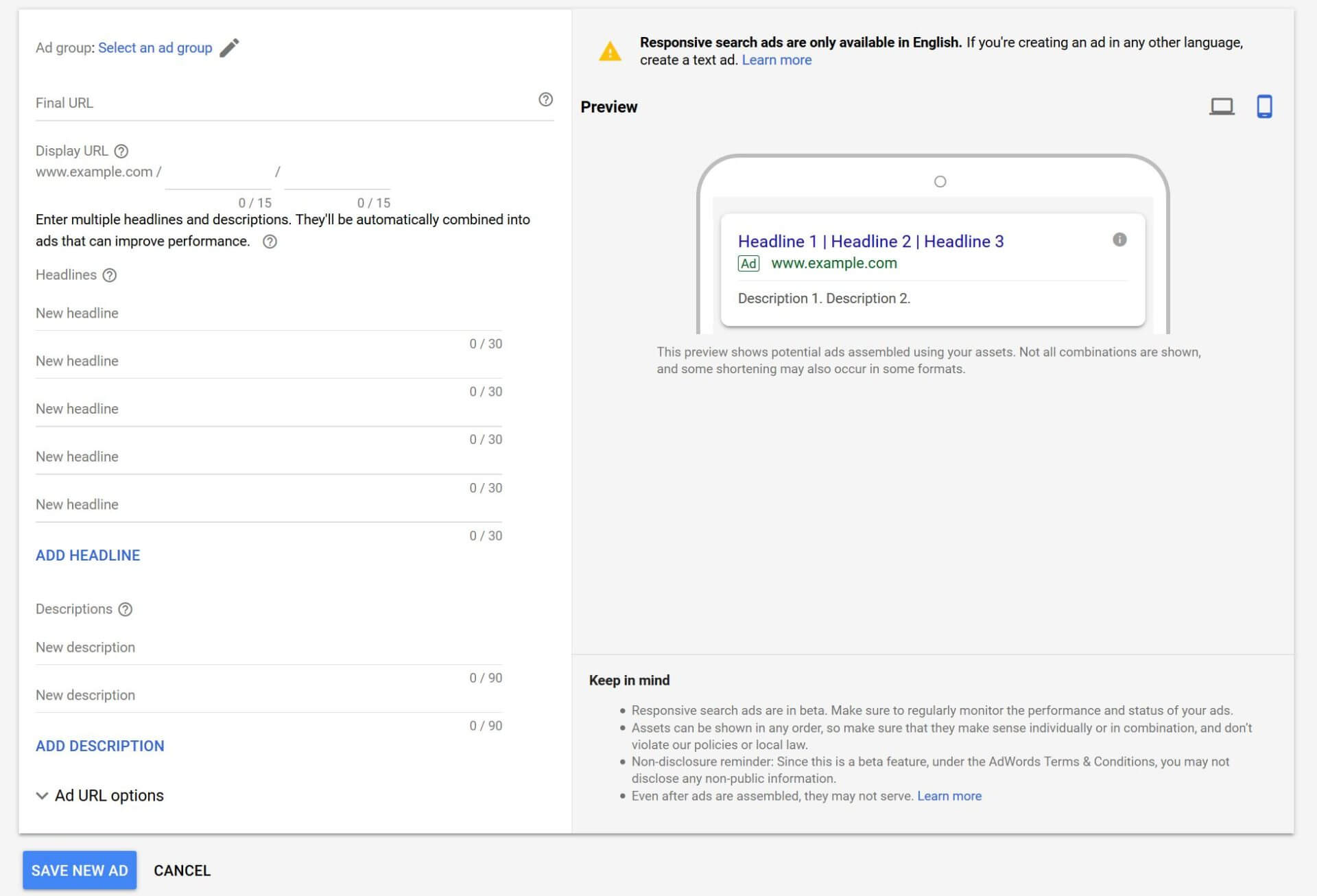 Google Duyarlı Responsive Arama Ağı Reklamlarını Duyurdu
