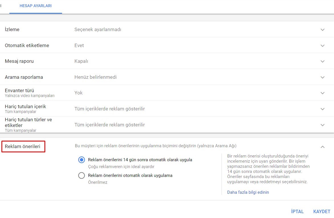 Google, Reklam Önerilerini Kampanyalara Otomatik Olarak Uygulamaya Başladı